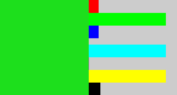Hex color #1ddf1c - vivid green