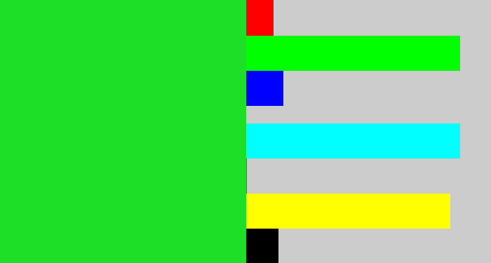 Hex color #1ddf27 - radioactive green