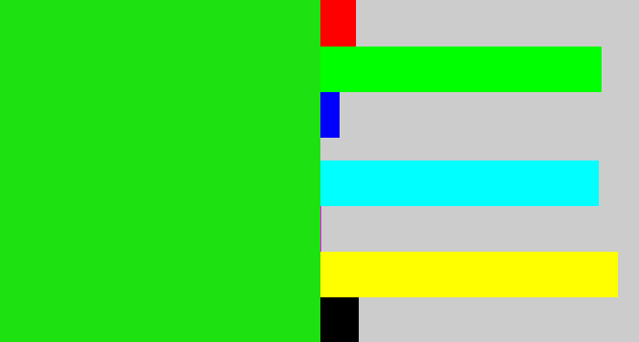 Hex color #1de110 - vibrant green