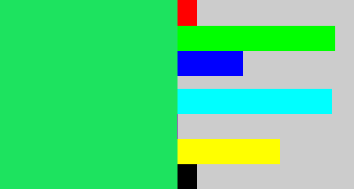 Hex color #1de35f - tealish green
