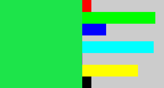 Hex color #1de44a - bright light green