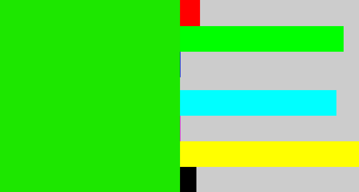 Hex color #1de700 - highlighter green