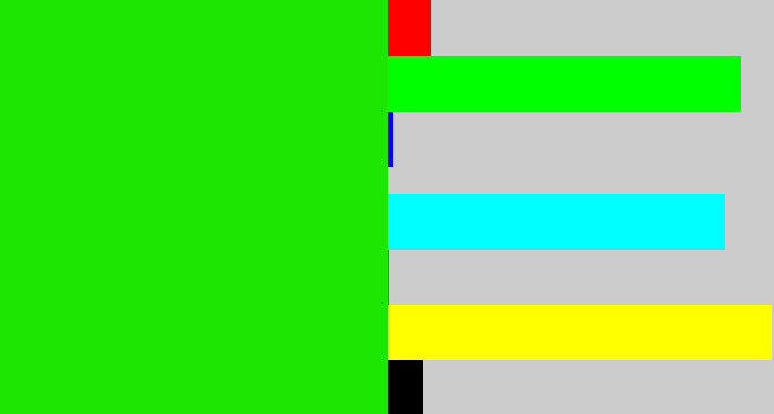 Hex color #1de702 - highlighter green