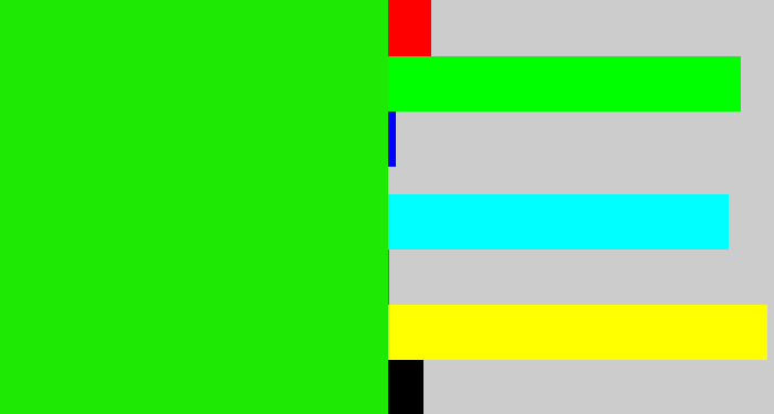 Hex color #1de904 - highlighter green