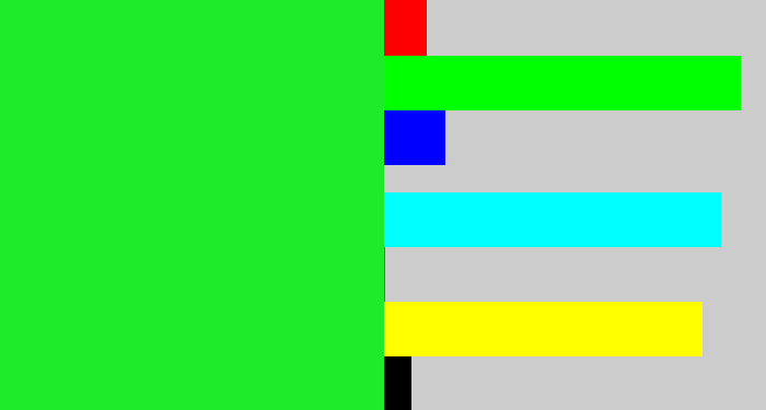 Hex color #1dec29 - hot green