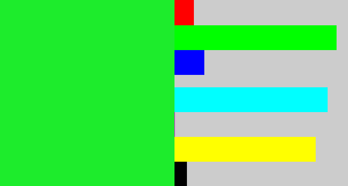 Hex color #1dec2c - hot green