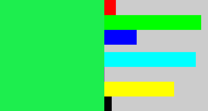 Hex color #1dee4e - bright light green