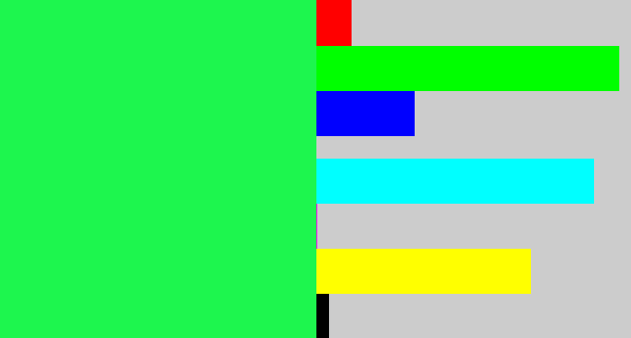Hex color #1df64e - bright light green