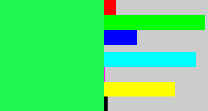 Hex color #1df74e - bright light green