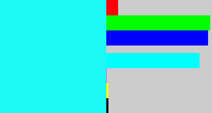 Hex color #1dfaf6 - bright light blue