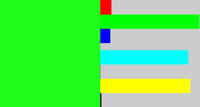 Hex color #1dfc1a - electric green