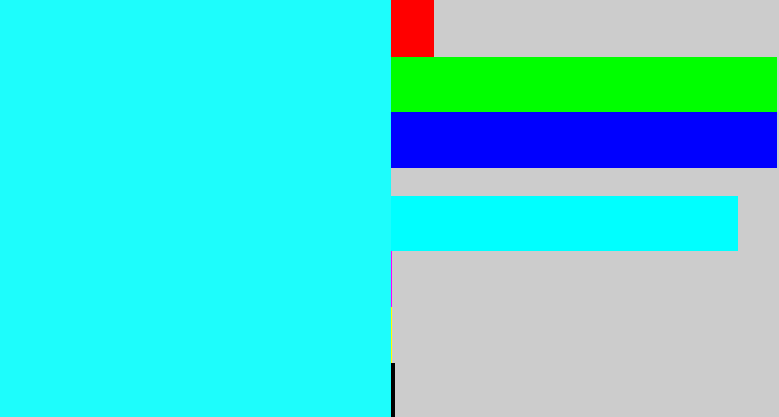 Hex color #1dfdfc - bright light blue