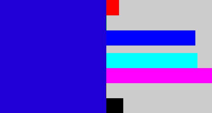 Hex color #1e00d6 - ultramarine blue