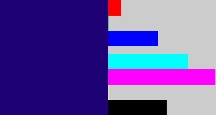 Hex color #1e0175 - deep blue