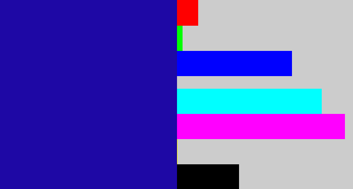 Hex color #1e08a5 - ultramarine