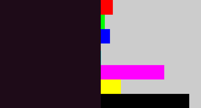 Hex color #1e0b18 - almost black