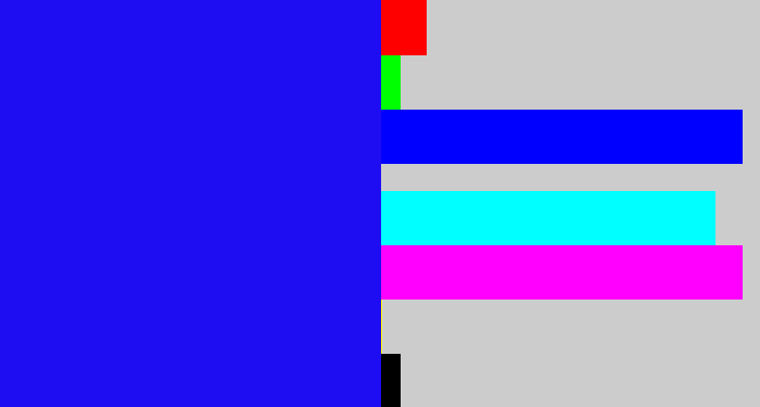 Hex color #1e0cf3 - strong blue