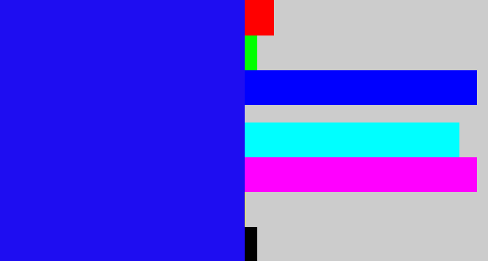 Hex color #1e0df1 - strong blue