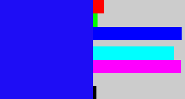 Hex color #1e0df5 - strong blue