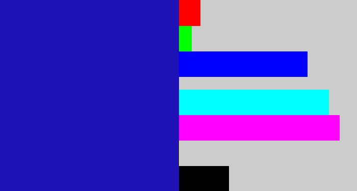 Hex color #1e12b7 - ultramarine