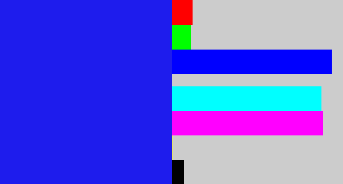 Hex color #1e1ced - vivid blue