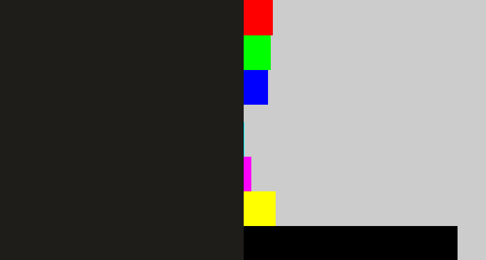 Hex color #1e1d1a - dark