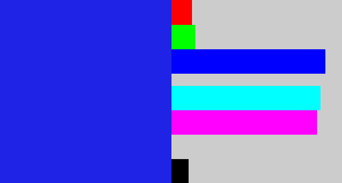 Hex color #1e23e5 - vivid blue