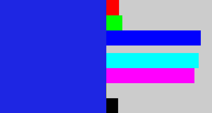 Hex color #1e26e3 - vivid blue