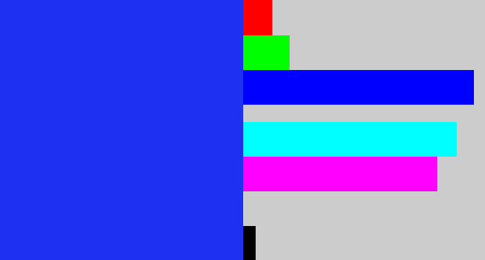 Hex color #1e30f1 - vivid blue
