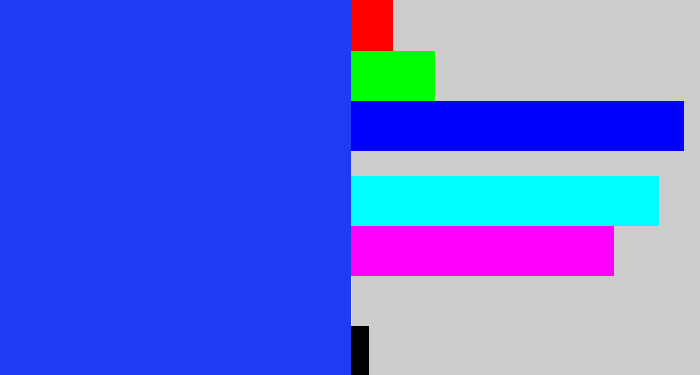 Hex color #1e3cf1 - vivid blue
