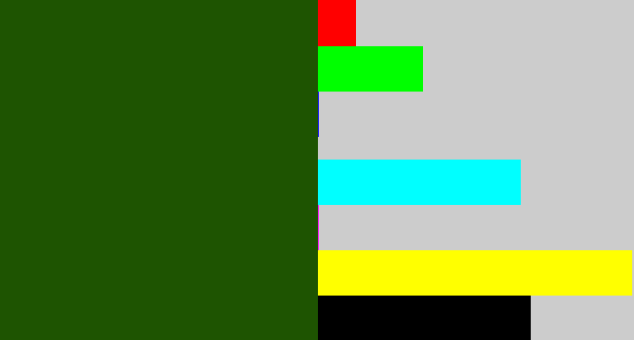 Hex color #1e5401 - forrest green