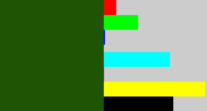 Hex color #1e5402 - forrest green