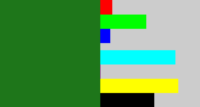 Hex color #1e761a - tree green