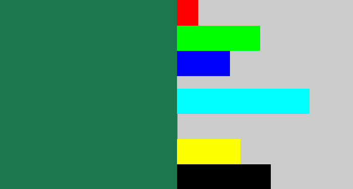 Hex color #1e784d - dark green blue