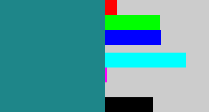 Hex color #1e8689 - greenish blue