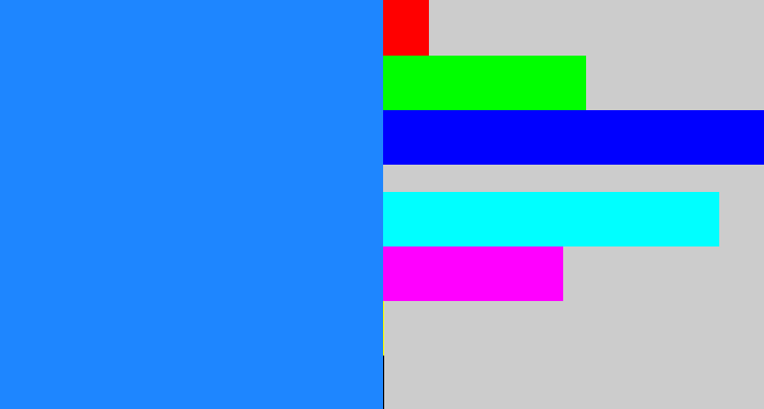 Hex color #1e86ff - clear blue