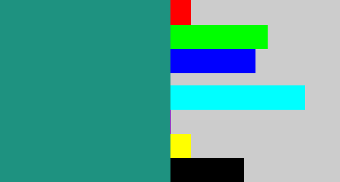 Hex color #1e9280 - greenish blue