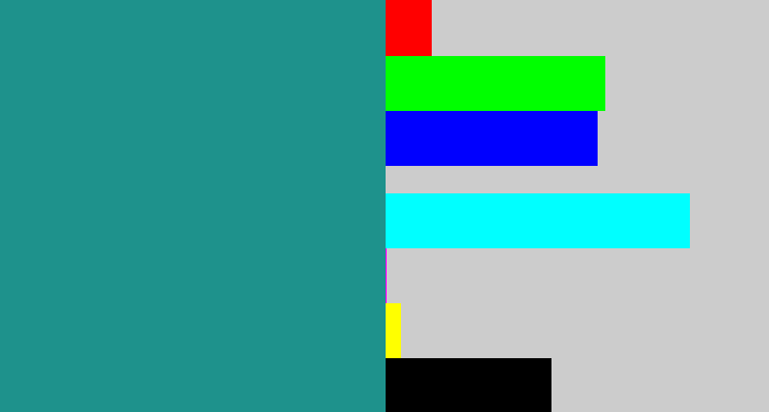 Hex color #1e928c - blue/green