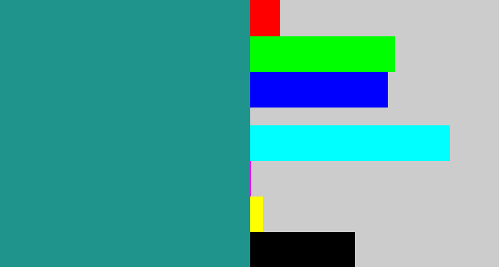 Hex color #1e948d - blue/green