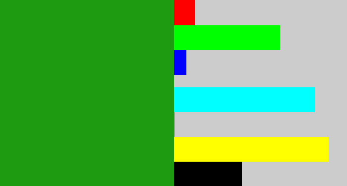 Hex color #1e9b11 - green