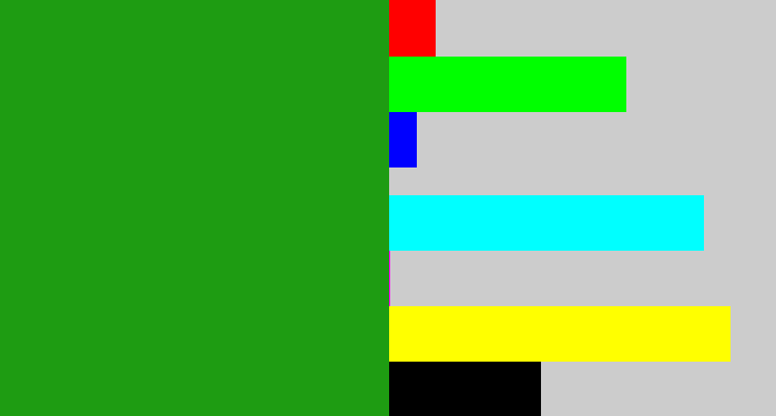 Hex color #1e9c12 - green