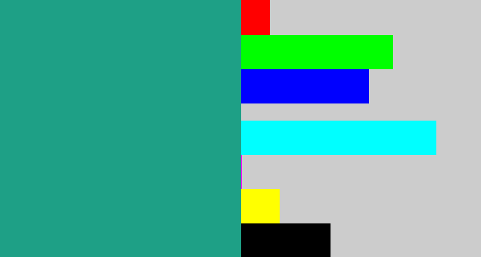 Hex color #1ea086 - blue/green