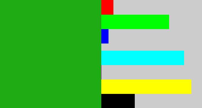 Hex color #1eab13 - green