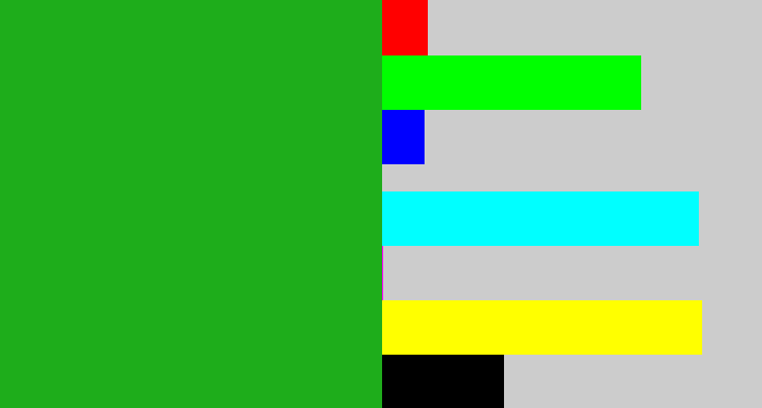 Hex color #1ead1b - green