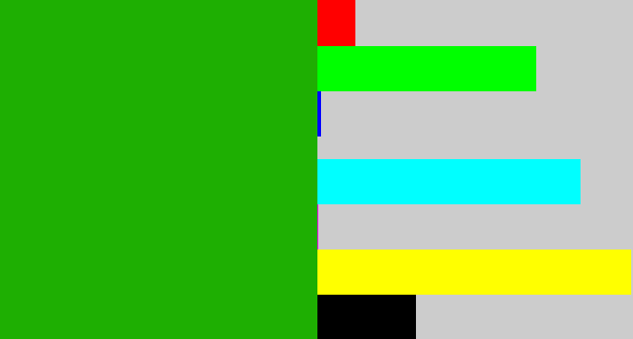 Hex color #1eaf02 - green