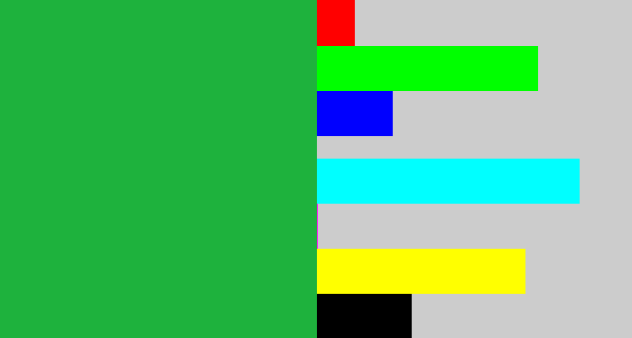Hex color #1eb23d - medium green
