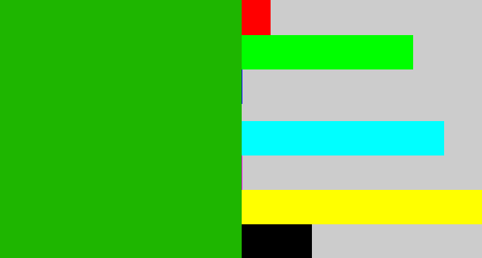 Hex color #1eb600 - green