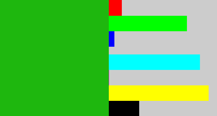 Hex color #1eb70e - green