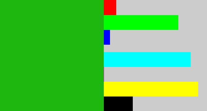 Hex color #1eb710 - green