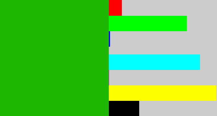 Hex color #1eb802 - green